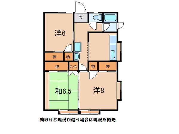 南谷地ハイツ A棟の物件間取画像